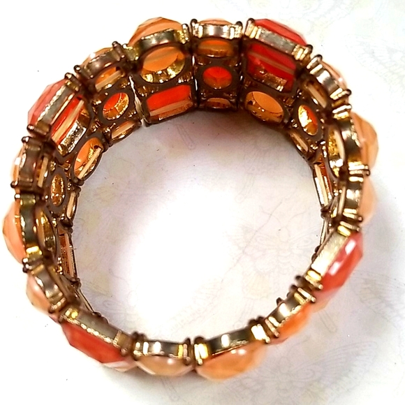 Vintage Beaded Chunky Stretch Cuff Bracelet - Picture 7 of 16